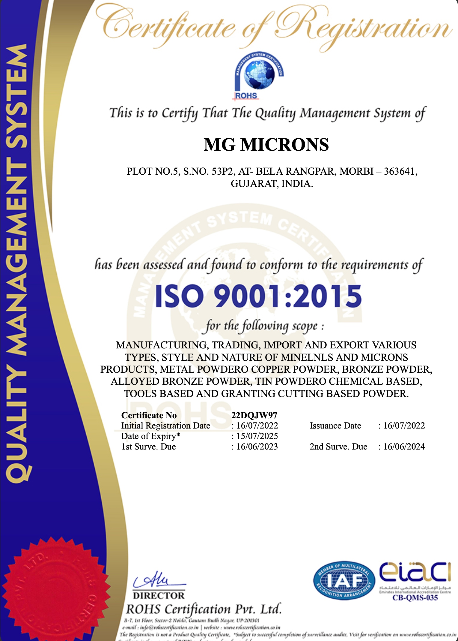 ISO 9001:2015 Certificate